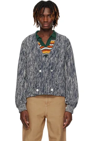 BODE Cardigan bleu marine à double boutonnage