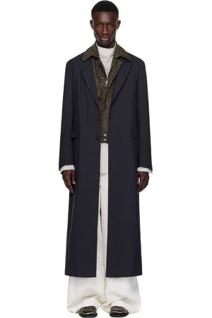 DRIES VAN NOTEN Manteau bleu marine en laine