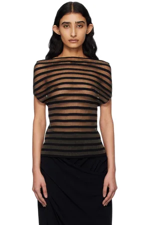 Jean Paul Gaultier Haut noir à rayures marinières