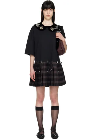 Chopova Lowena Robe courte de style kilt Saltos noire