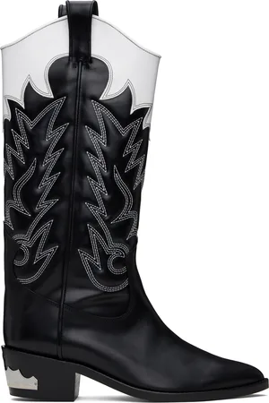 TOGA VIRILIS Bottes hautes noir et blanc en cuir
