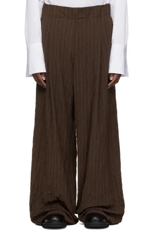 DRIES VAN NOTEN Pantalon brun à plis