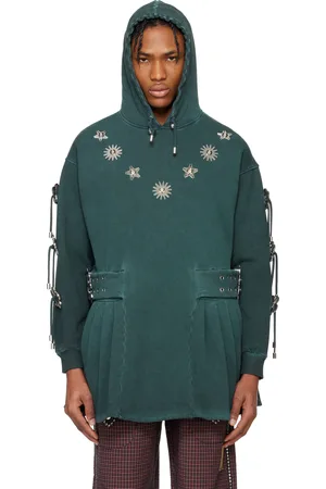 Chopova Lowena Pull à capuche de style robe Dallas bleu en jersey bouclette
