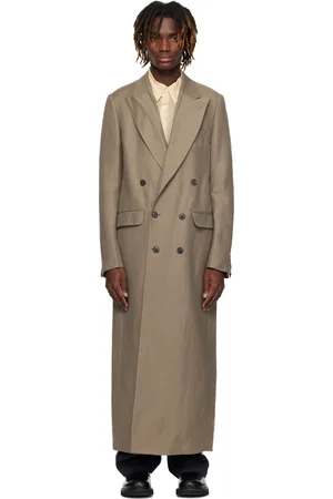 DRIES VAN NOTEN Manteau brun clair à double boutonnage