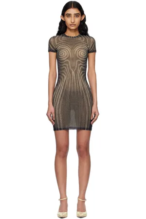 Jean Paul Gaultier Robe courte noire à motif en spirale
