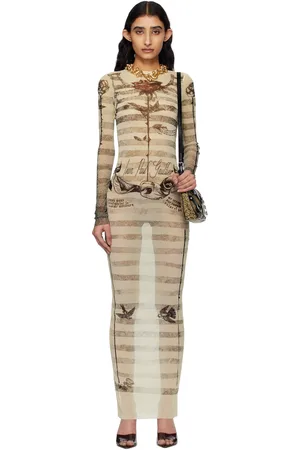 Jean Paul Gaultier Robe longue à motif Tattoo et à rayures marinières