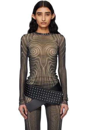 Jean Paul Gaultier T-shirt noir à motif en spirale