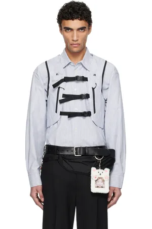DOUBLET Chemise bleu et blanc à rayures et à veste de randonnée