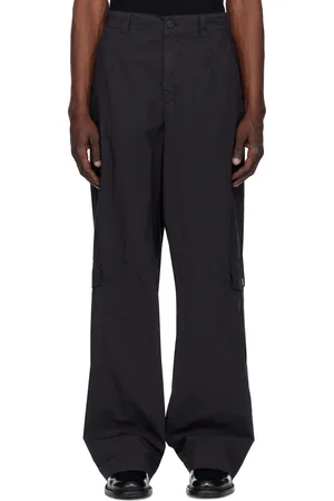 DRIES VAN NOTEN Pantalon cargo décontracté bleu marine en toile surteinte