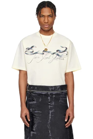 Jean Paul Gaultier T-shirt surdimensionné blanc cassé à image de ruban de style tatouage