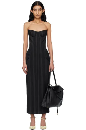 Jean Paul Gaultier Robe midi noire à haut de style bustier exclusive à SSENSE