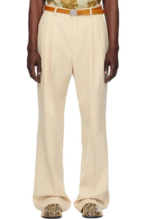 DRIES VAN NOTEN Pantalon droit beige en laine