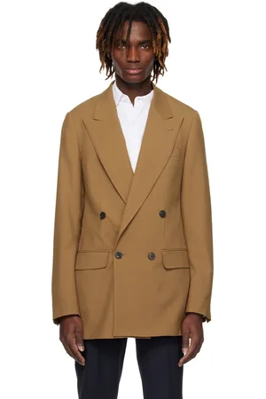 DRIES VAN NOTEN Veston brun clair en laine et mohair