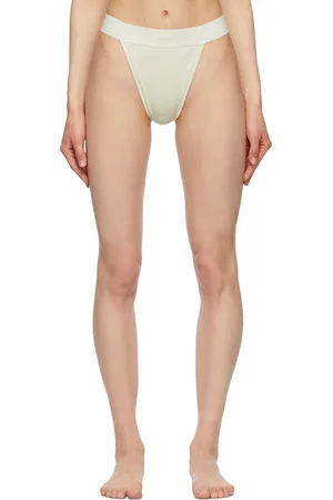 SKIMS Tanga blanc cassé en coton côtelé