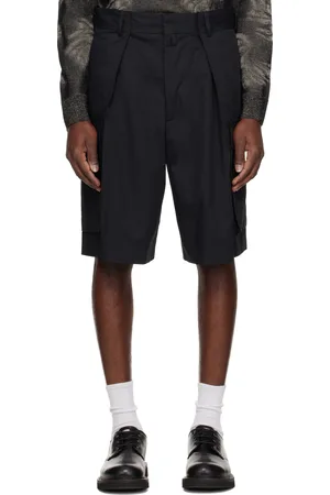 DRIES VAN NOTEN Short cargo noir à plis