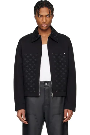 AMIRI Blouson de travail noir à quadrigrammes en jacquard