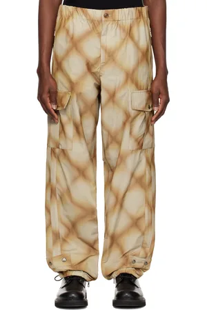DRIES VAN NOTEN Pantalon cargo kaki à carreaux