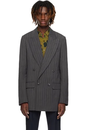 DRIES VAN NOTEN Veston gris à double boutonnage