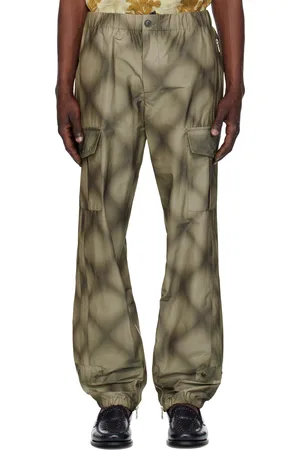 DRIES VAN NOTEN Pantalon cargo gris à carreaux