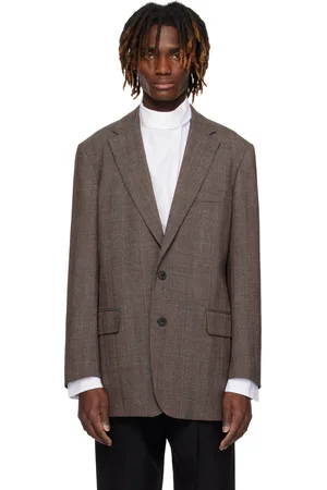 DRIES VAN NOTEN Veston brun à carreaux