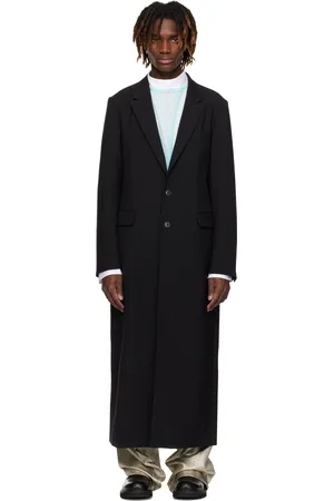 DRIES VAN NOTEN Manteau noir en laine et mohair
