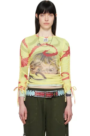 Chopova Lowena T-shirt à manches longues Sam Cat Ballast vert et jaune