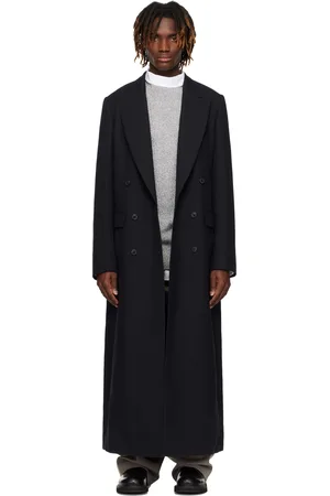 DRIES VAN NOTEN Manteau bleu marine à double boutonnage