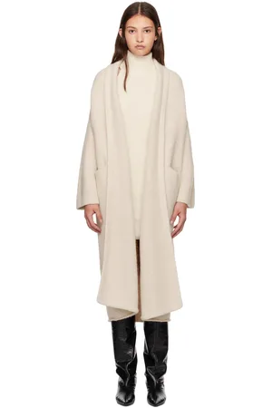 Lauren Manoogian Cardigan long blanc cassé à revers de style châle - Essential