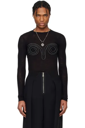 Jean Paul Gaultier T-shirt noir à appliqué en spirale en relief