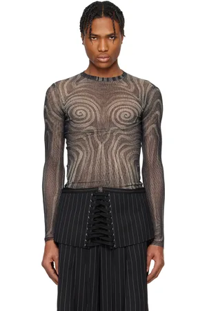 Jean Paul Gaultier T-shirt noir à motif en spirale