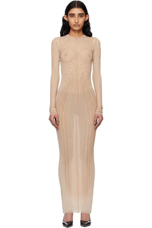 Jean Paul Gaultier Robe longue rose à motif en spirale