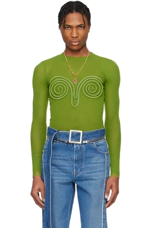 Jean Paul Gaultier T-shirt vert à appliqué en spirale en relief