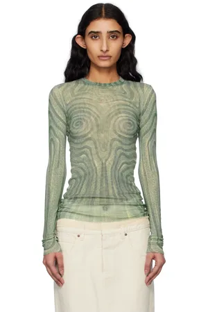 Jean Paul Gaultier T-shirt bleu à motif en spirale