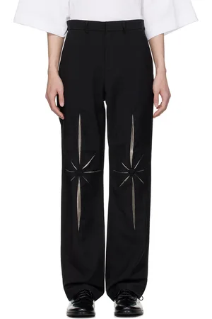 Kusikohc Pantalon ajusté noir à ornements pliés à la main style origami