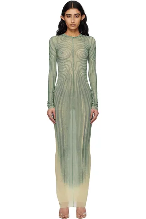 Jean Paul Gaultier Robe longue bleue à motif en spirale