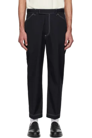 Thom Browne Pantalon chino fuselé bleu marine en popeline typewriter