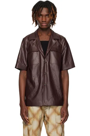 DRIES VAN NOTEN Chemise bourgogne à poches à rabat