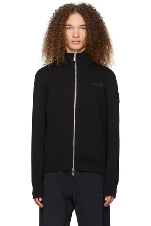 Moncler Pull molletonné noir à logo contrecollé