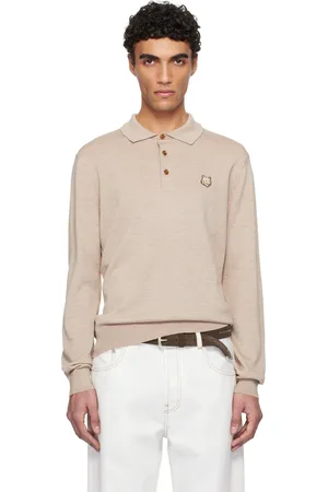 Maison Kitsuné Polo beige à écusson à logo de renard