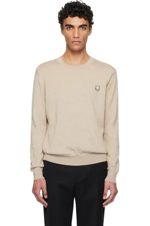 Maison Kitsuné Pull beige à coupe classique et à écusson à logo de renard