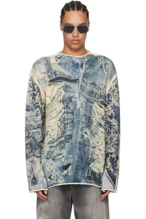 Acne Studios Pull bleu à image imprimée