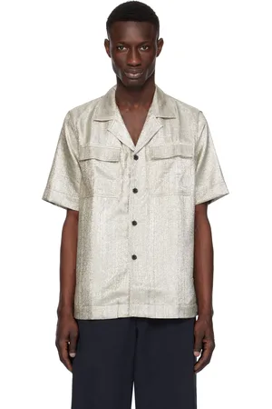 DRIES VAN NOTEN Chemise argentée en viscose et nylon lamés