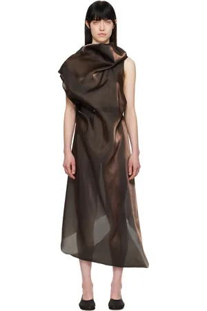 Issey Miyake Robe longue Eau brune
