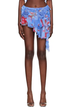 ESTER MANAS Minijupe bleue à effet ruché