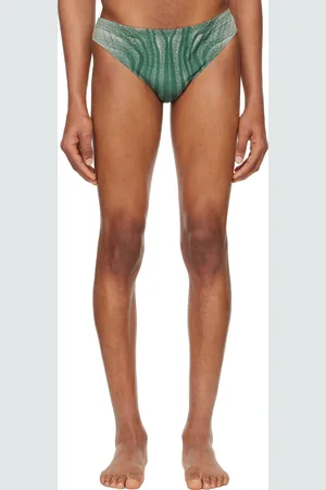 Jean Paul Gaultier Slip de bain bleu à motif en spirale