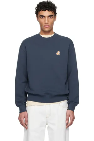 Maison Kitsuné Pull molletonné décontracté bleu marine à écusson à logo de renard