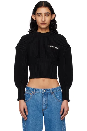 Marine Serre Pull noir en tricot façon cardigan à col marin