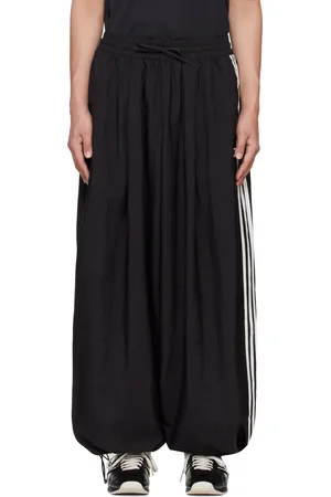 Y-3 Pantalon de survêtement noir en nylon à trois rayures