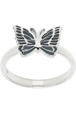 Pins & Needles Bague argentée à logo de papillon