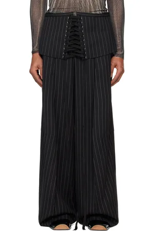 Jean Paul Gaultier Pantalon façon costume noir à empiècement de style corset